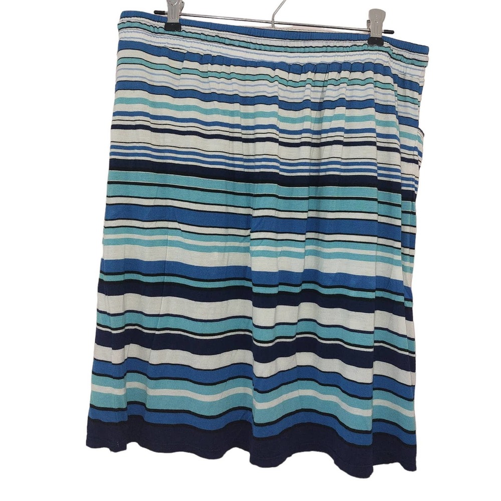 SOLD - Max Studio Size XL Elastic Waist Stretchy Skirt Shades of Blue Stripes